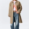 Relaxed Single-Breasted Car Coat – Dusty Mole