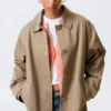 Relaxed Single-Breasted Car Coat – Dusty Mole