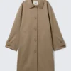 Relaxed Single-Breasted Car Coat – Dusty Mole