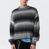 Relaxed Space-Dyed Knitted Cotton Sweater – Black Space Dye