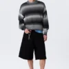 Relaxed Space-Dyed Knitted Cotton Sweater – Black Space Dye