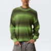 Relaxed Space-Dyed Knitted Cotton Sweater – Green Space-Dye