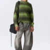 Relaxed Space-Dyed Knitted Cotton Sweater – Green Space-Dye