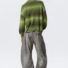 Relaxed Space-Dyed Knitted Cotton Sweater – Green Space-Dye