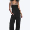Relaxed Straight Leg Dungarees – Black