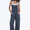 Relaxed Straight Leg Dungarees – Blue