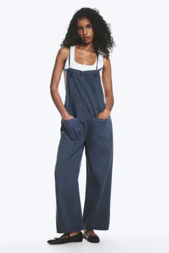 Relaxed Straight Leg Dungarees – Blue