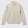 Relaxed Striped Button-Down Shirt – Striped Beige
