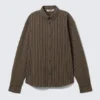 Relaxed Striped Button-Down Shirt – Striped Brown