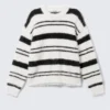 Relaxed Striped Knitted Sweater – Black & White Stripes