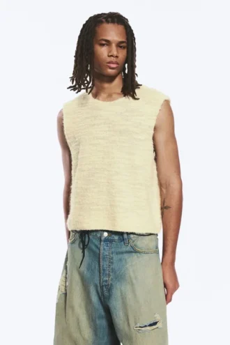 Relaxed Structured Knitted Vest – Off-White