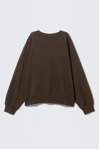 Relaxed Terry Sweatshirt – Dark Brown