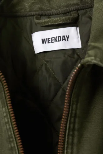 Relaxed Washed Utility Jacket – Dark Khaki Green