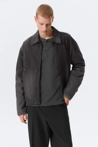 Relaxed Washed Utility Jacket – Washed Black