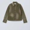 Relaxed Washed Utility Jacket – Washed Khaki Green