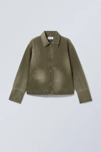 Relaxed Washed Utility Jacket – Washed Khaki Green