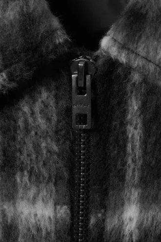 Relaxed Wool-Blend Zip Jacket – Black Check