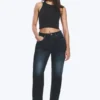 Resolute Curve High Waisted Regular Straight Jeans – Angel Blue – Dark Blue
