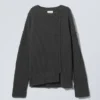 Rey Oversize Asymmetric Sweater – Dark Grey