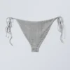 Rhinestone Tie Bikini Bottoms – Grey – Rhinestones