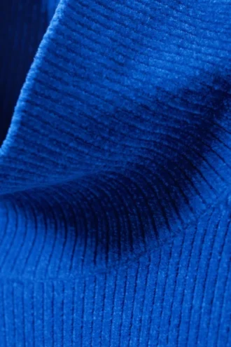 Rib-Knit Chenille Turtleneck Sweater – Bright Blue