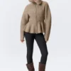 Rib Knit Peplum Zip Sweater – Dusty Mole