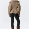 Rib Knit Peplum Zip Sweater – Dusty Mole