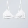 Rib Scoop Cotton Bra – White