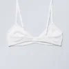 Rib Scoop Cotton Bra – White