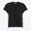 Ribbed Cross Tie T-Shirt – Black
