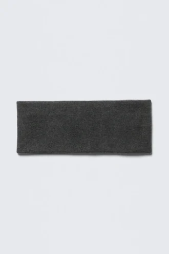 Ribbed Double-Layered Headband – Dark Grey Melange