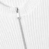 Ribbed Fitted Zip Cardigan – Off-White