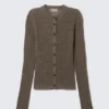 Ribbed Knitted Slim Fit Cardigan – Dark Mole