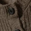 Ribbed Knitted Slim Fit Cardigan – Dark Mole
