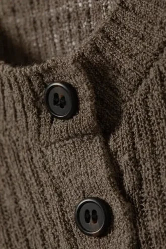 Ribbed Knitted Slim Fit Cardigan – Dark Mole