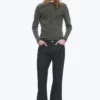 Ribbed Long-Sleeve Top – Dark Green