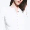 Ribbed Long-Sleeved Cardigan – White