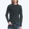 Ribbed Long-Sleeved T-Shirt – Dark Blue