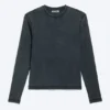 Ribbed Long-Sleeved T-Shirt – Dark Blue