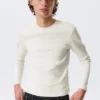 Ribbed Long-Sleeved T-Shirt – Dusty White