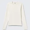 Ribbed Long-Sleeved T-Shirt – Dusty White