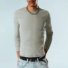 Ribbed Long-Sleeved T-Shirt – Grey