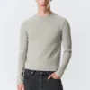 Ribbed Long-Sleeved T-Shirt – Grey