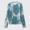 Ribbed Long-Sleeved T-Shirt – Grey & Blue Dragon Print