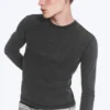Ribbed Long-Sleeved T-Shirt – Washed Black