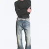 Ribbed Long-Sleeved T-Shirt – Washed Black