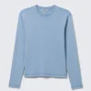 Ribbed Long-Sleeved T-Shirt – Washed Blue