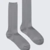 Ribbed Mid-High Socks – Grey