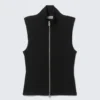 Ribbed Mock Neck Zip Top – Black