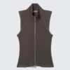 Ribbed Mock Neck Zip Top – Dark Grey